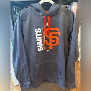 San Francisco SF Giants MLB Majestic Therma Base Hoodie Sweatshirt Black Men’s L